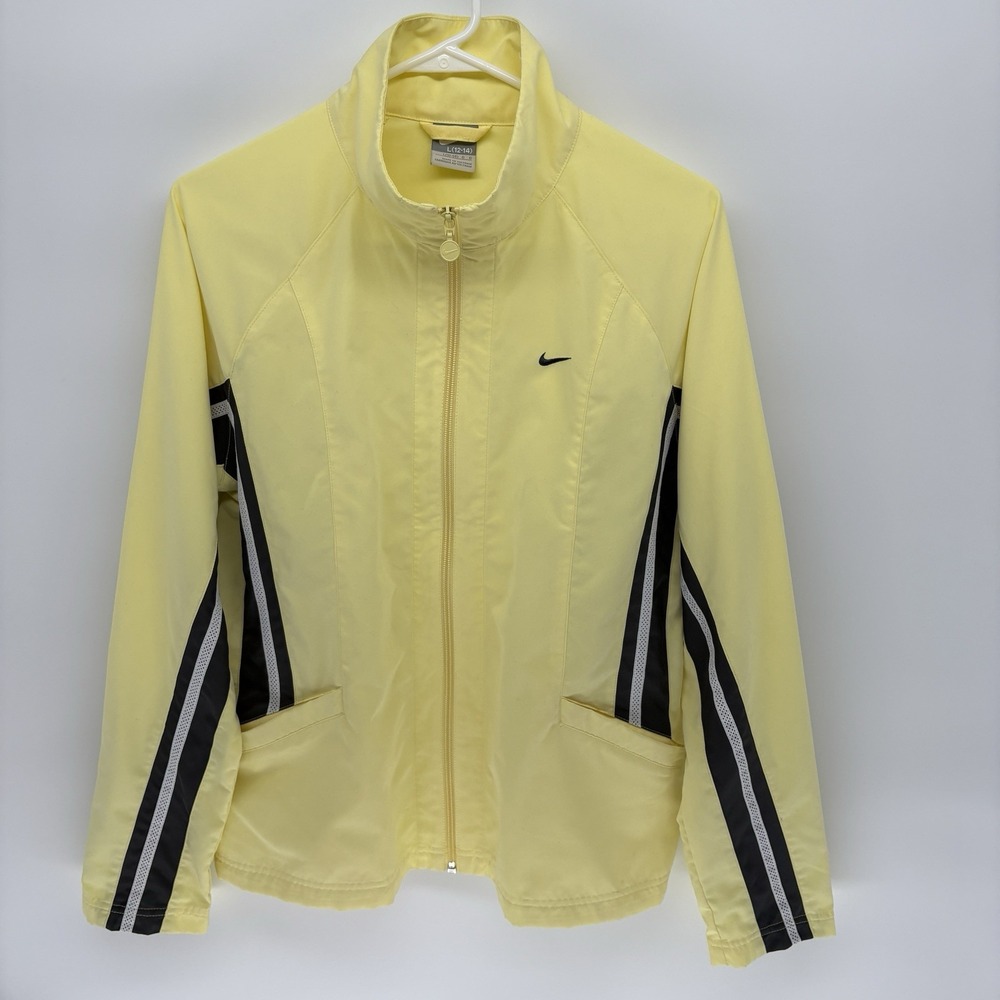 Vintage 90s Nike Silver Tag Windbreaker Full Zip Yellow Jacket Youth L 12-14